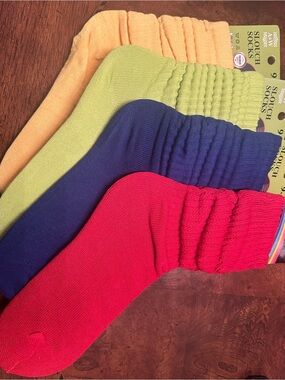 Women or Men's Slouch Socks 4-Pack - Red, Blue, Lime & Peach - Unbranded